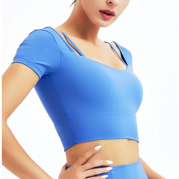 Buy cheap Oem Factory Manufacturer Custom Logo Women Gym Fitness Training Clothes Blue Seamless 2 Piece Yoga Set from wholesalers