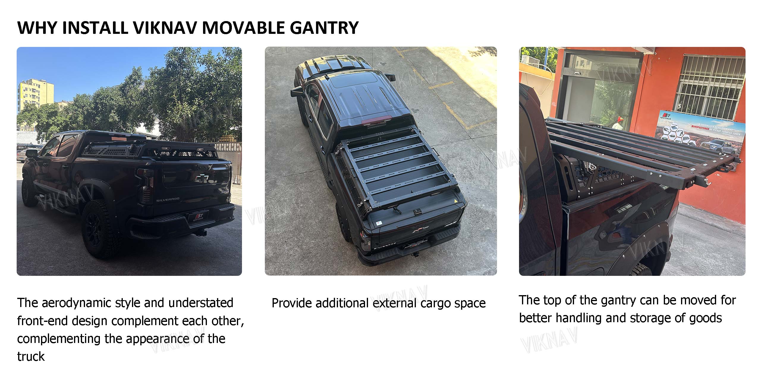 Viknav for Ford F150 Roof Luggage Rack Top Loading Rack Push-Pull Expandable Half Height Gantry Ford