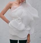 Apparel Custom Vendor High End Slanted Shoulder Flower Dress Sleeveless Skirt