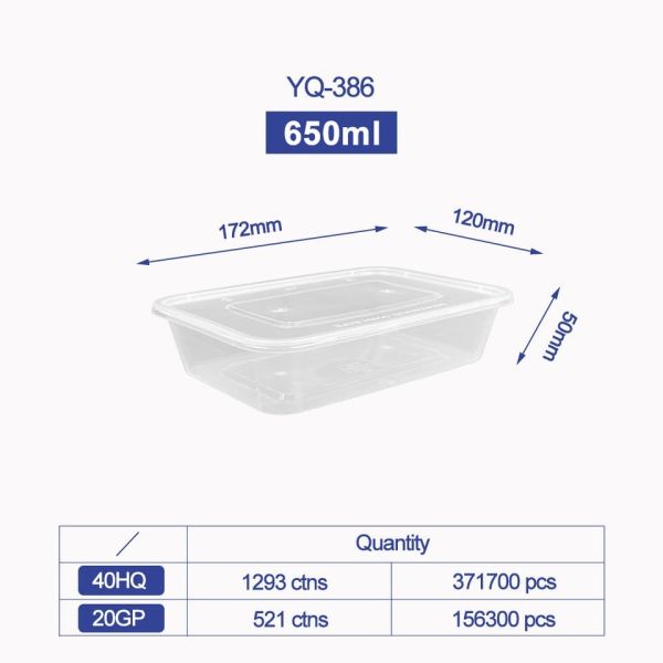 Disposable Microwave Safe PP Injection Restaurant Take Away Container Camping Food Container Meal Bento Box With Lid