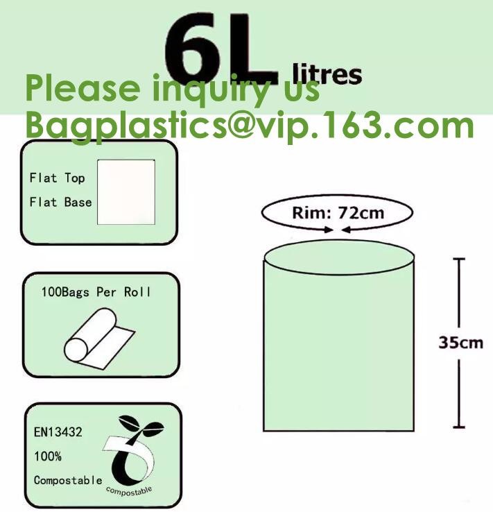 Manufacture 100% biodegradable Home compost or OK compost Durable Supermarket food waste garbage bags, bagease, package