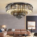 Luxury Led Ceiling Chandelier For Living Room Big Crystal Lamp Smoke Grey