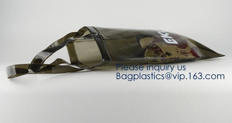 Vinyl Transparent PVC Gusset Bag Plastic Tote Shopping Bag For Packaging TPU Laser Makeup Handbag PVC Cosmetic Shopping