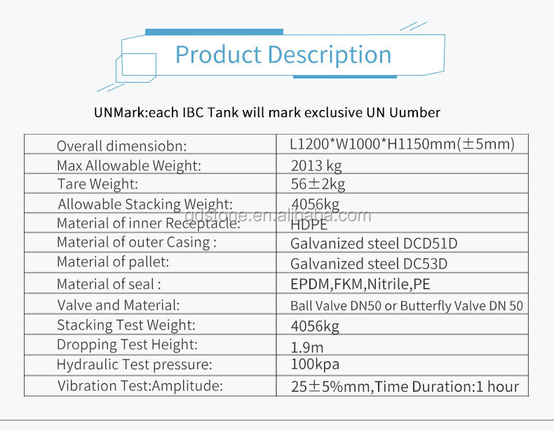 SIDUN 1000 Litre Chemical Tote Container 1200x1000mm
