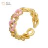 Buy cheap Cuban Link Chain Enamel Diamond Rings 18K Gold Plated Jewelry from wholesalers