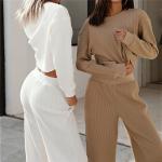 Solid Color Two Piece Sets 2XL Sportswear Tracksuits For Women