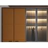 Buy cheap Senior Design Walk In Closet Wardrobe Leather Glass Door Line Shape With Island from wholesalers