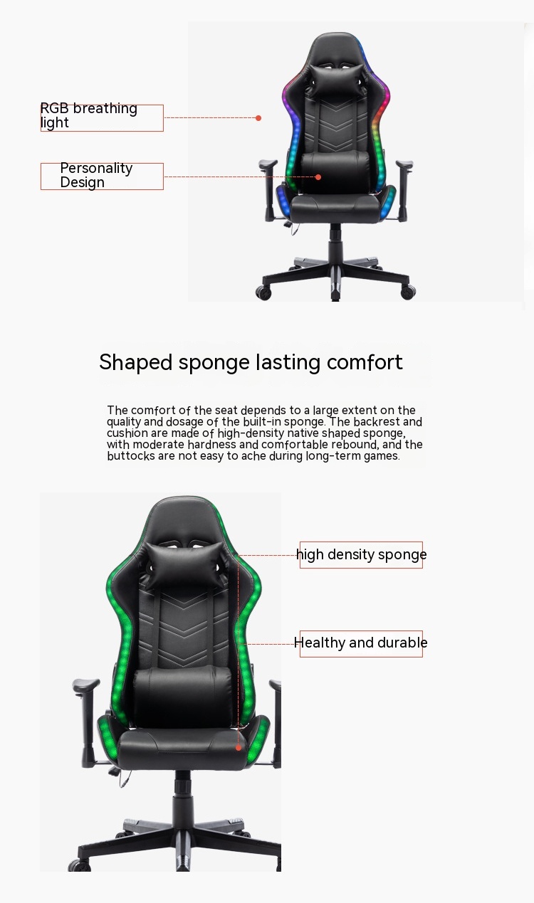 Ergonomic PC Chair with Adjustable Reclining and Imitated Leather One-Stop Gaming Chair