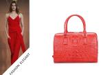 New zipper large capacity women's crocodile leather handbag for lady