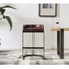 Buy cheap Vintage Reddish Brown Leather Counter Height Stools Strong Iron Frame Old Finishing from wholesalers