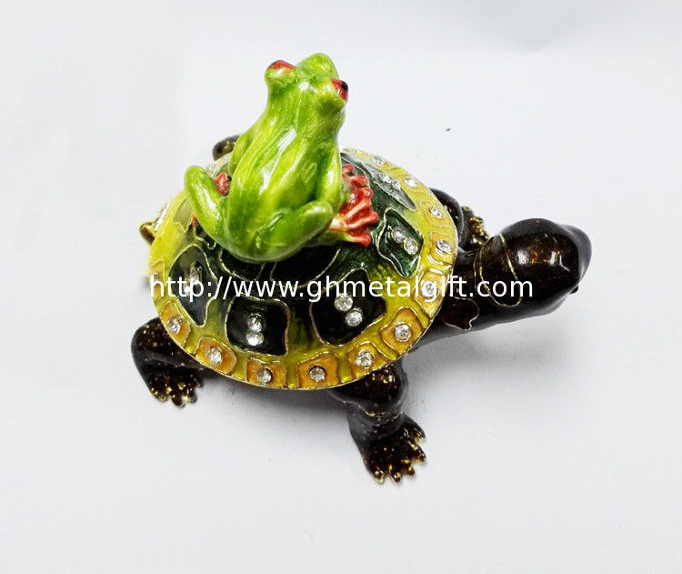 Fashion enamelled metal turtle jewelry box with turtle trinket box