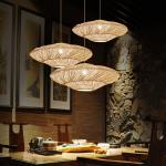 UFO Shades Rattan Lamp Creative Chinese Style Pendant Lights Suspension wicker