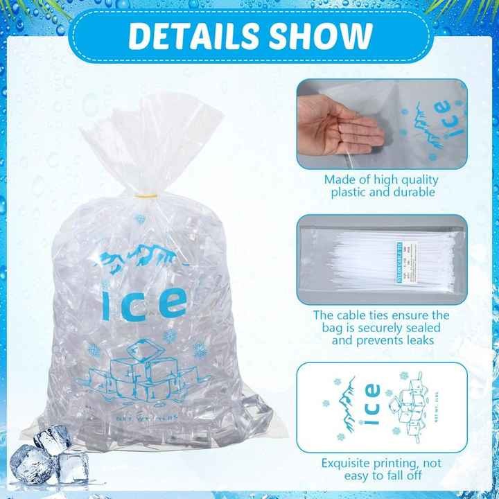 Quality 9 X 15.7 Inch 3 Lb Ice Cube Storage Bag Reusable Ice Package Bags Roll Ice Pouches With Twist Ties