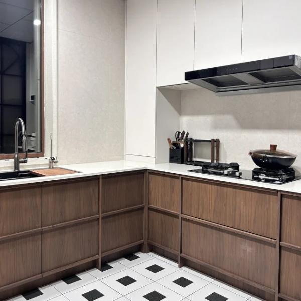 Buy cheap Classic Free Design Wood Veneer Kitchen Cabinet Frame-line Door Panel Wood Kitchen Cabinet Supplier from wholesalers