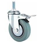Thread screw Grey rubber caster without brake , 2"-5" light medium duty PVC