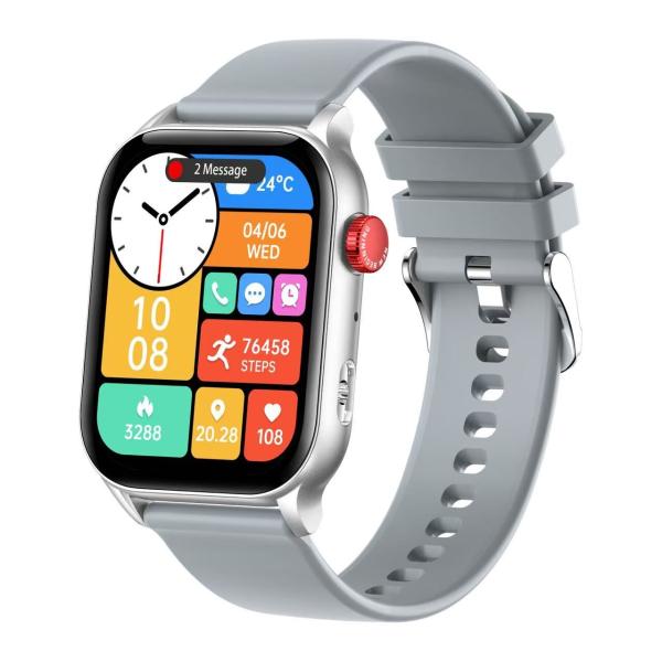 Rainbuvvy KR86 Rectangular Shape Smart Watch Silver Fashion Style Health