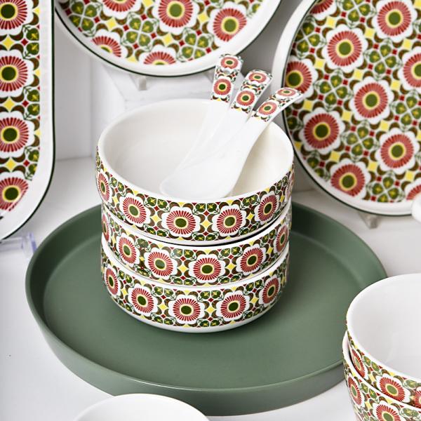 Buy cheap Kitchen Tabletop Ceramic Plates Set Bohemian Style Print Dinner Plate Dessert Plate from wholesalers