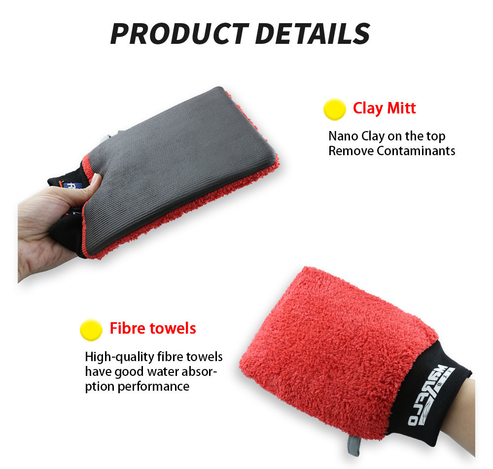 Red Microfiber Detailing Clay Mitt Clay Mitts For Cars With Pp Box Package