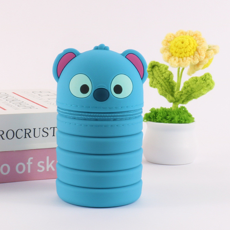 Collapsible Silicone Pencil Box Easy To Clean Waterproof Stationery Supplies