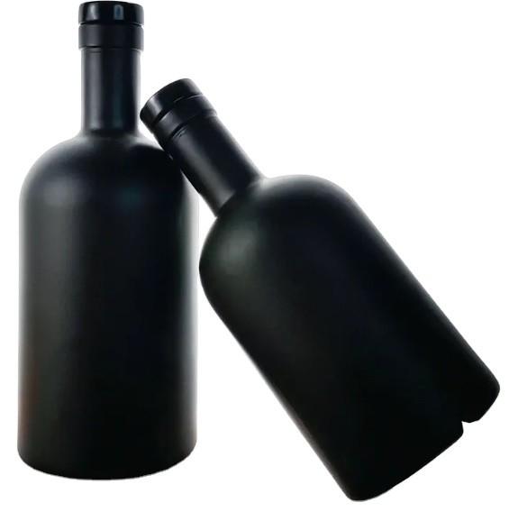 Clear Black Frosted Glass Bottles for Vodka Whisky Rum 200ml 375ml 500ml 750ml