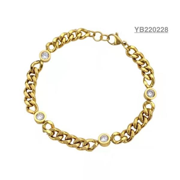 Buy cheap European American Style Gold Rhinestone Bracelet Socialite Thick Gold Chain Bangle from wholesalers
