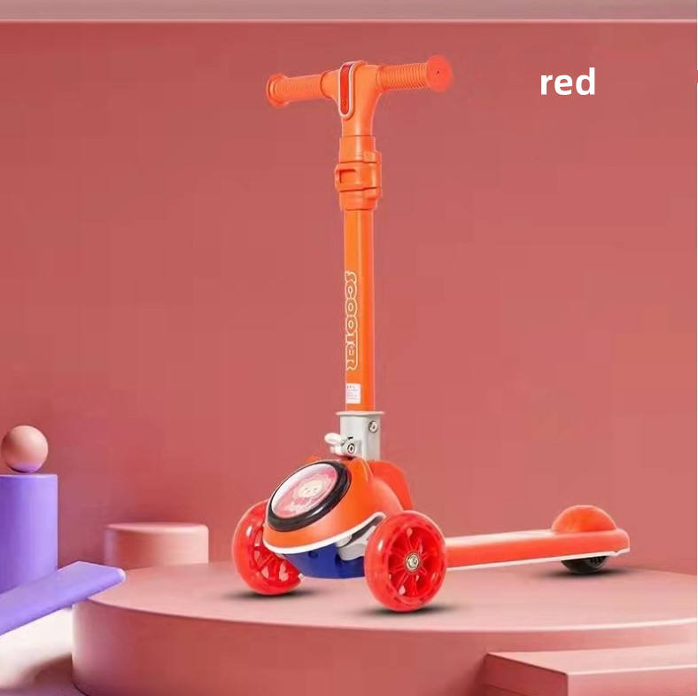 Silent Flashing Color Wheel Kids 3 Wheel Ride On Scooter Folding Car with PP Material