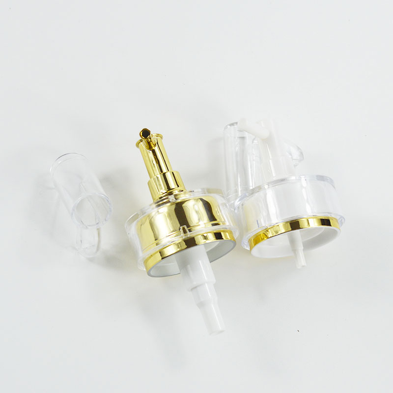 Plastic Cap Luxury 24mm UV Plating Gold Color Lotion Dispenser Pump for Acrylic Bottle