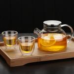 Electric Stove Safe Transparent Glass Tea Set With Stainless Steel Airtight Lid
