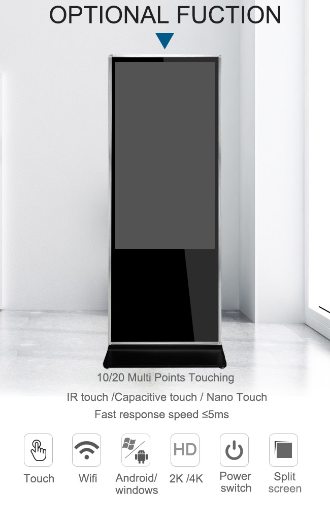 IR Touch CE Certificate 75in LCD Monitor Enclosure Indoor Use
