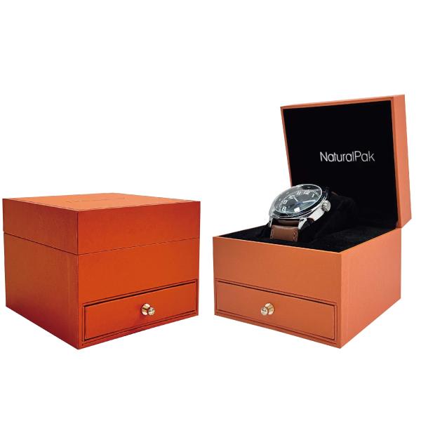 Buy cheap Luxury Wrist Watch Packaging Boxes With Drawer / Gold Button from wholesalers