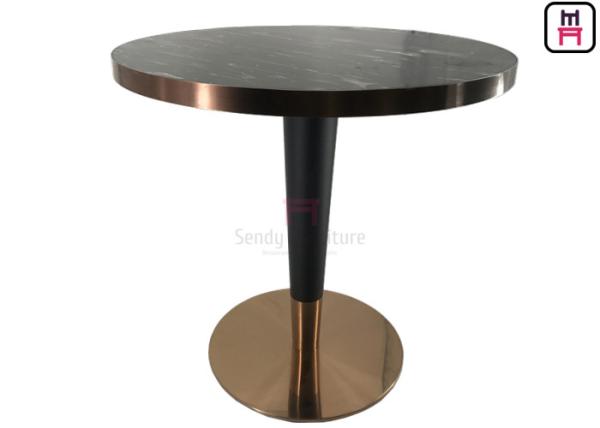 Buy cheap Black Natural Marble with Gapless Golden Seam Elegant Restaurant Dining Table from wholesalers