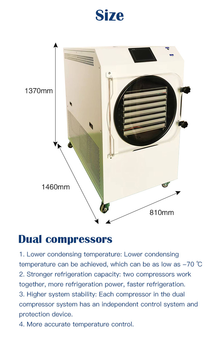 Fruit Vegetable Liquid Lyophilizer 50kg/24 Hour Small Commercial Freeze Dryer