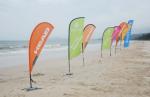 Fiberglass Poles Stainless Steel Base Flying Banner Teardrop / Feather / Square