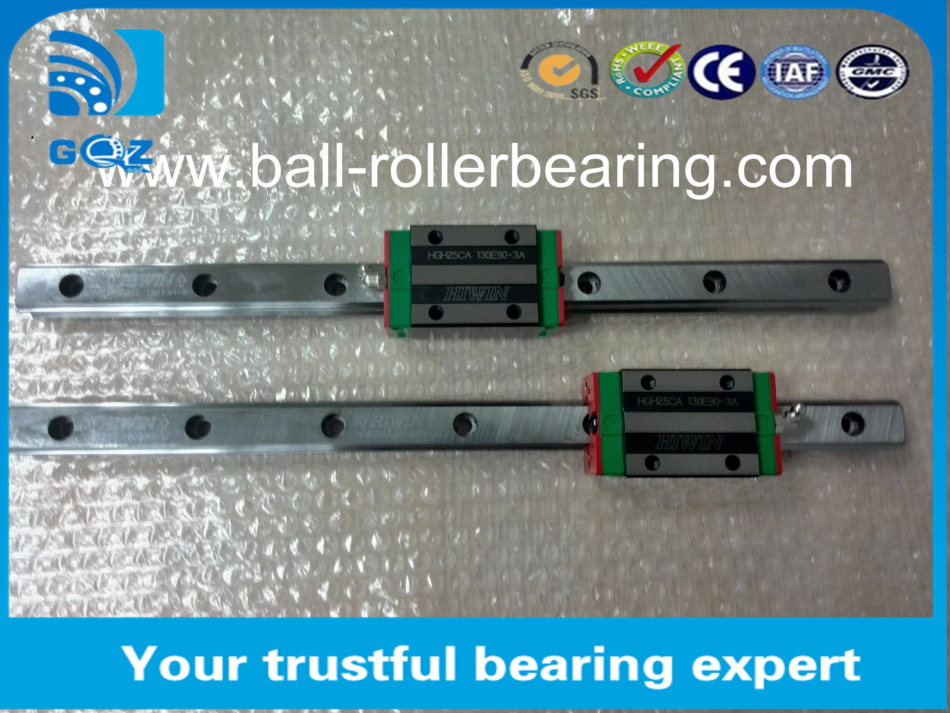 Square Block HGH25CA Guide Block Linear Ball Bearing , Linear Slide Bearings 23x48x40mm