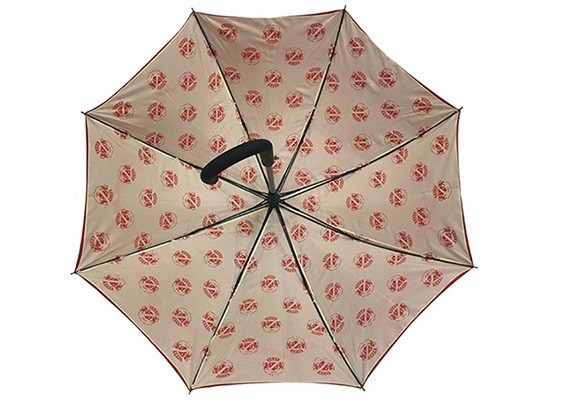Red Pongee Wind Resistant Golf Umbrella With Inside Full Panel Printing