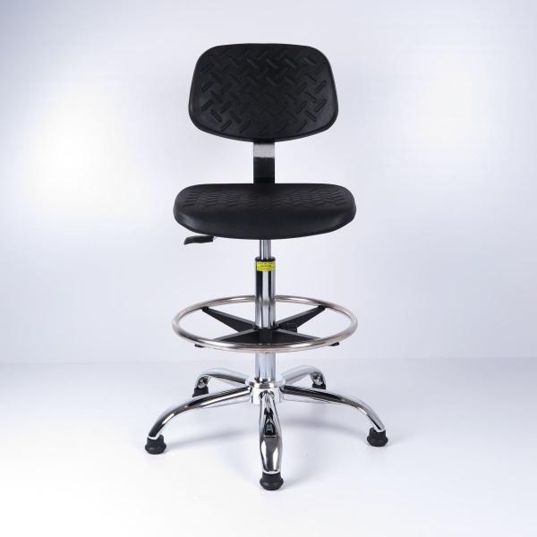 Buy cheap Black Color PU Foam Industrial Production Chairs With Stainless Steel Foot Ring from wholesalers