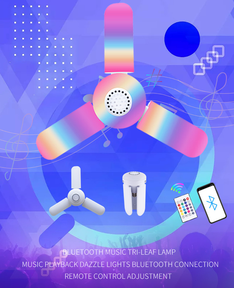SMD2835 Bluetooth Light Bulbs With Speaker 10m Remote Control