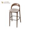 Buy cheap Nordic Solid Wood Contemporary Bar Chairs PU Leather High Back Bar Stools SGS from wholesalers
