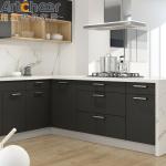 Minimalistic Design Grey Solid Wood Kitchen Cabinets with Imported Quartz Stone