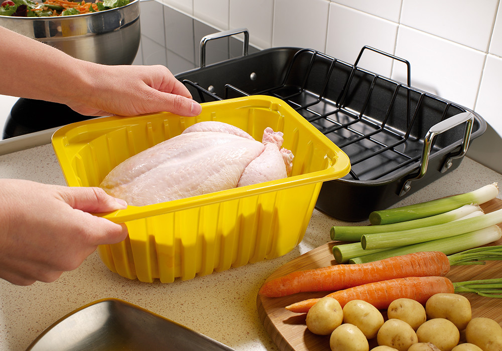 Vertical Vacuum Tray Sealing Machine Automatic Fresh Chicken Vaccum Sealer