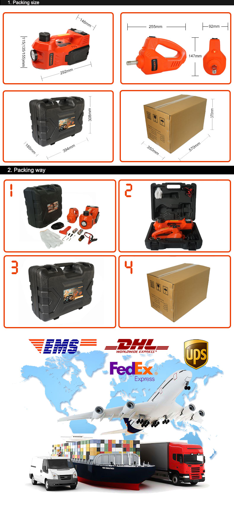 3 Ton Lifting 45cm 4 In1 Electric Hydraulic Jack Kit Multi - Function Maintenance Tools