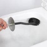 Silver Curved Design Toilet Cleaning Brush with Holder Stainless Steel OEM
