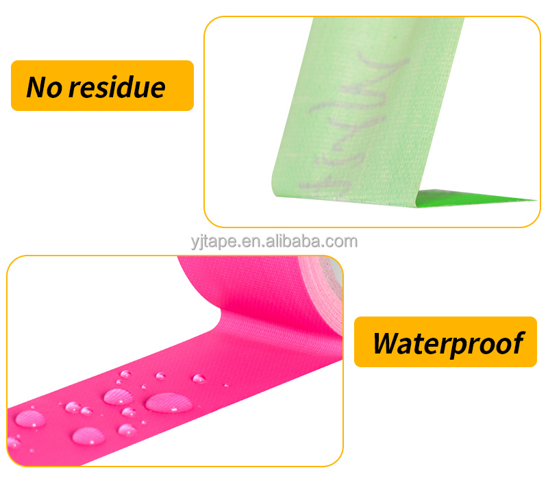 Polyester Cotton Tintage Backing Heavy Duty Floor Stage Fluorescent Duct Tape And Cloth Tape