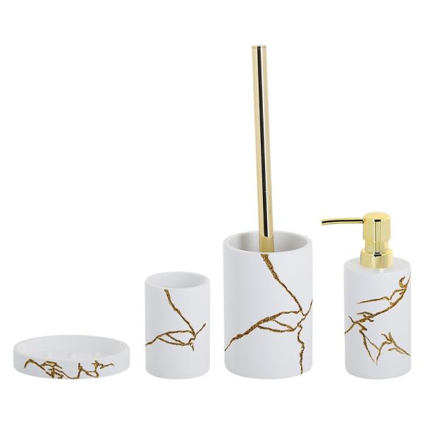 Buy cheap Golden Foil Hand Painted Polyresin Bathroom Accessories Set In white Sand from wholesalers
