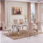 Buy cheap Silvery Legs Luxury Marble Dining Table 60inchx36inchx30inch Italian Modern from wholesalers