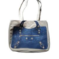 Buy cheap Dark Blue Jean Fabric Shopping Bag, Printed Canvas Shopper Bags With Metal Link product