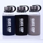 Big Size Sports Durable High Borosilicate 1 Liter Glass Water Bottle With Nylon