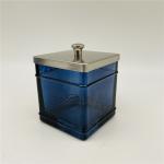 Glass Bathroom and Hotel Accessories Set in Pale Blue Square Shape with Nickel
