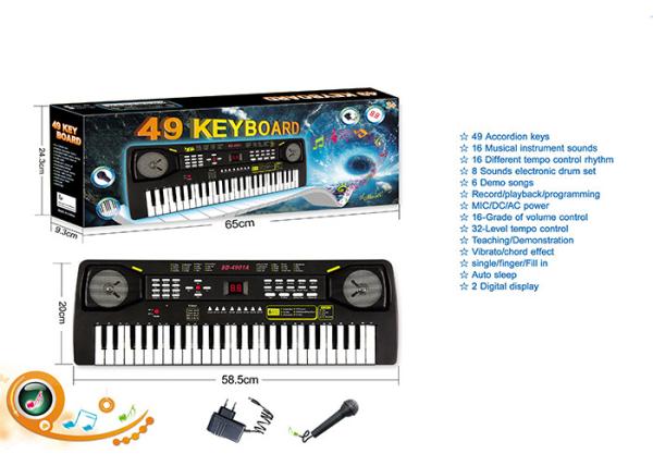 Buy cheap 49 Keys Electric Keyboard Dual Power Kids Toy Piano W / Mic Powered By AA Batteries from wholesalers