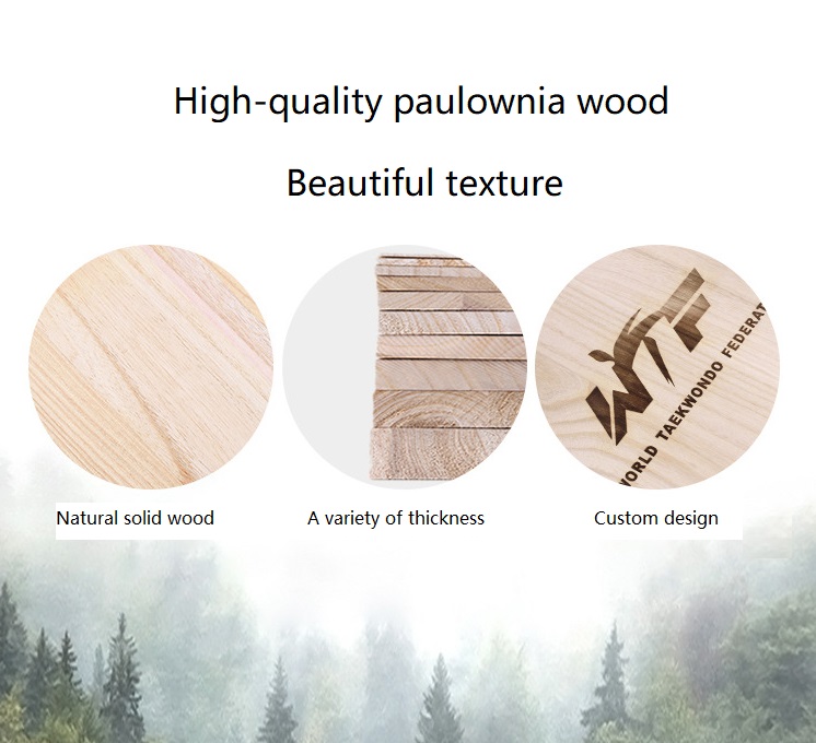 Natural Color Paulownia Taekwondo Breaking Board For Sport Equipment
